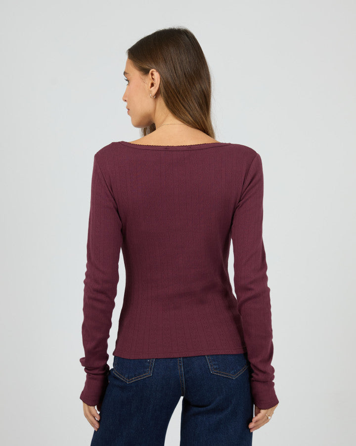Tia Long Sleeve Top | Wine