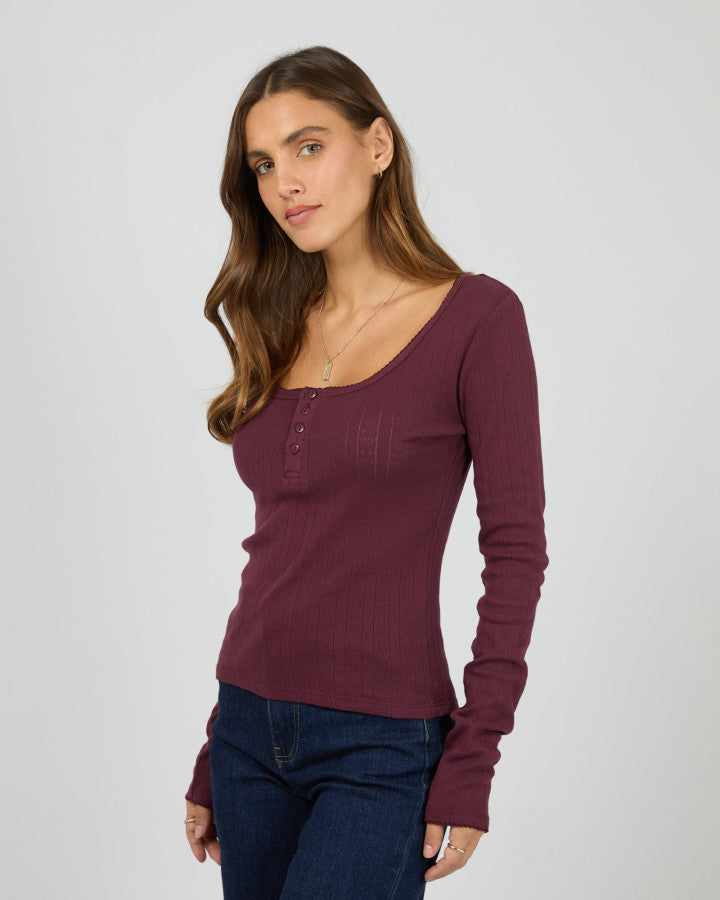 Tia Long Sleeve Top | Wine
