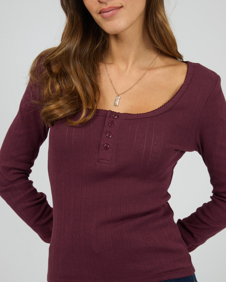 Tia Long Sleeve Top | Wine