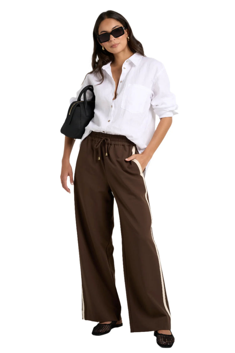 Townie Chocolate Stripe Side Tape Wide Leg Pants