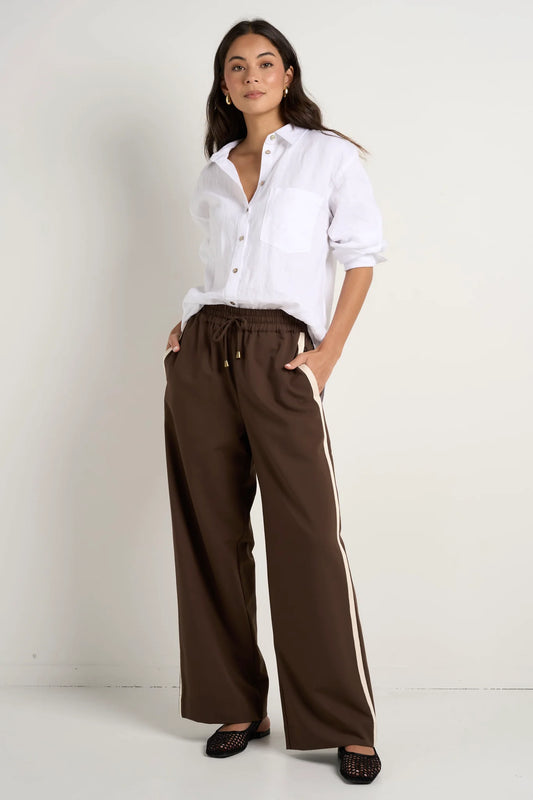 Townie Chocolate Stripe Side Tape Wide Leg Pants