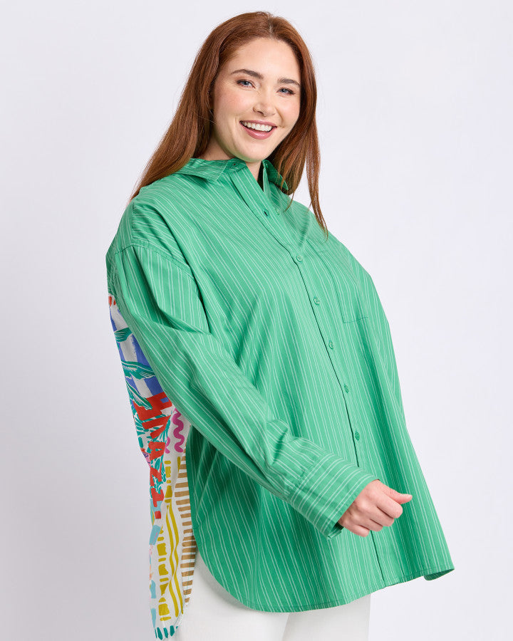 Tropical Muse Shirt Greenbriar Stripe
