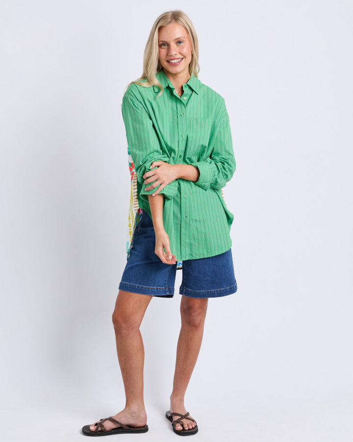 Tropical Muse Shirt Greenbriar Stripe
