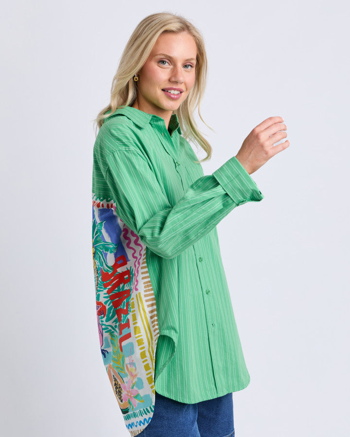 Tropical Muse Shirt Greenbriar Stripe