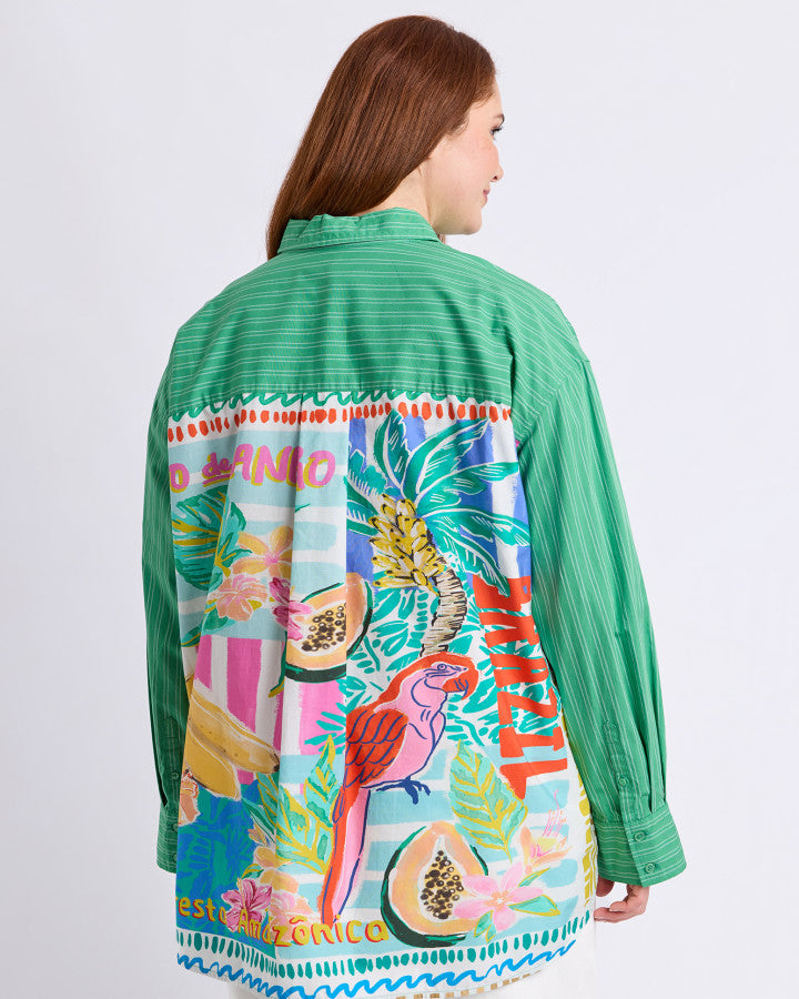 Tropical Muse Shirt Greenbriar Stripe