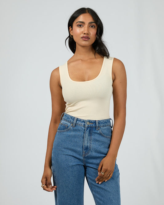 Washed Rib Scoop Neck | Vanilla