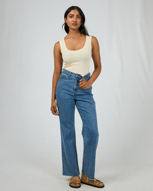 Washed Rib Scoop Neck | Vanilla